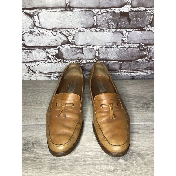 Gianni Versace Brown Leather Slip On Tassel Bow Dress Loafers Shoes Men Sz 9B US main image 7